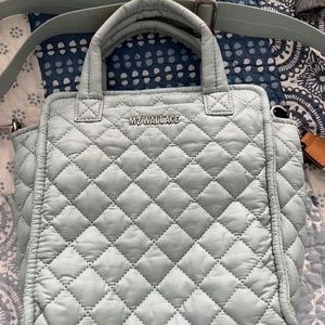MZ Wallace mini box tote silver blue